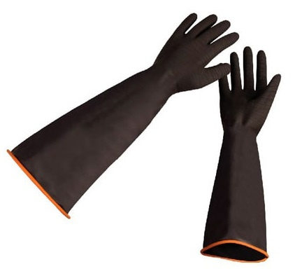 GUANTE INDUSTRIAL CONTRA ÁCIDOS LARGO
CON PALMA RUGOSA