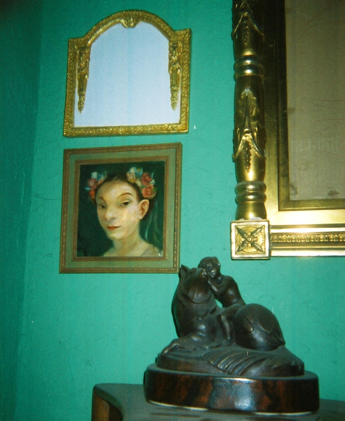 Portrait of Judy Kunesh & Boy with Dog (Bronze)
Artist: William Girard
Photo taken in the artist's living room in 2008. See also: Judy in the Stars on this site and Self-Portrait by Judy Kunesh on the Artifacts page.