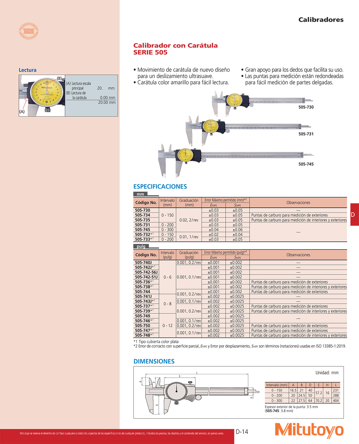 Calibrador de caratula