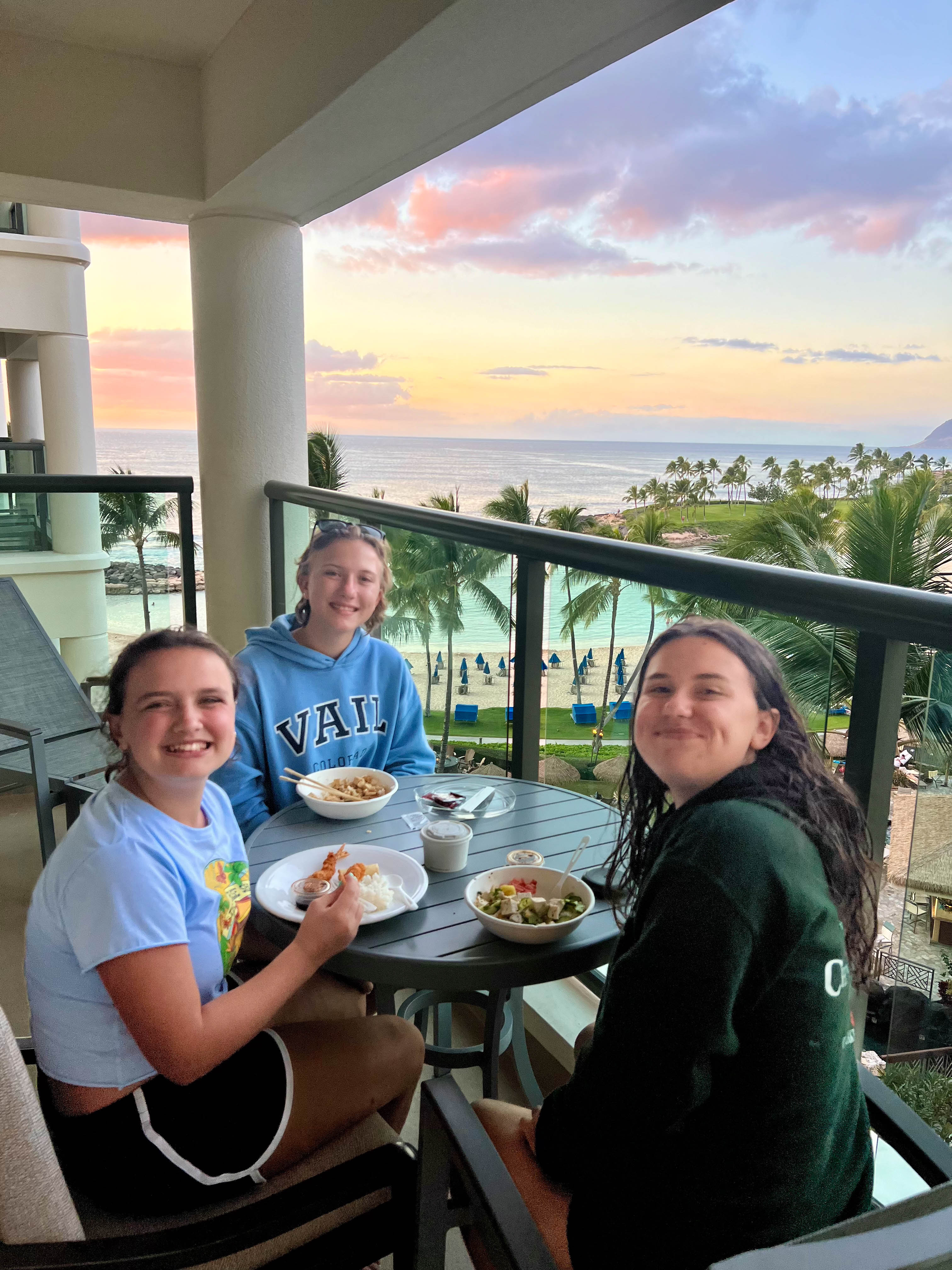 Ocean view dinner on our balcony