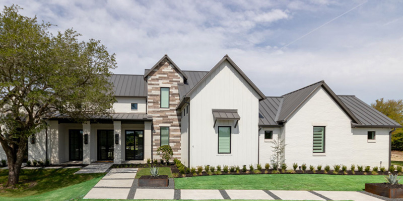 Artwork of a partial brick home