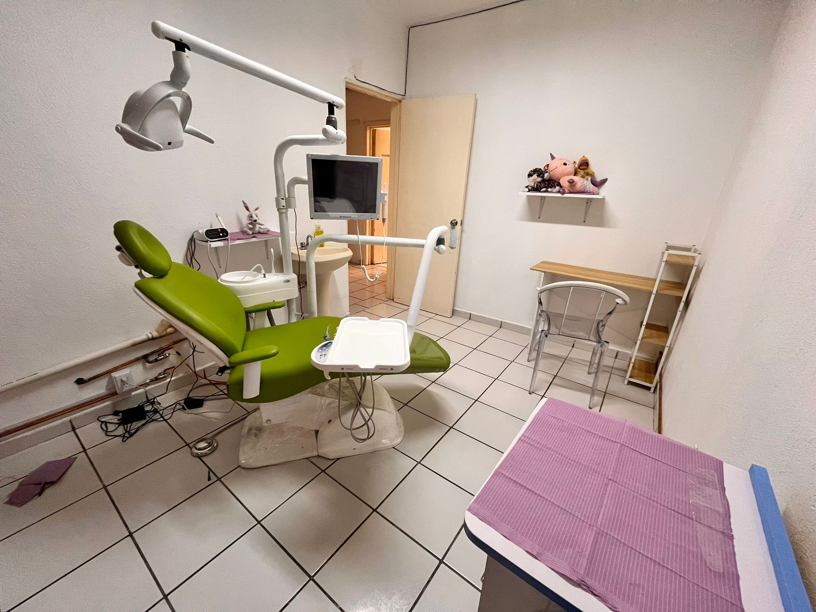 Recepción moderna de oficina con muebles minimalistas y plantas decorativas.