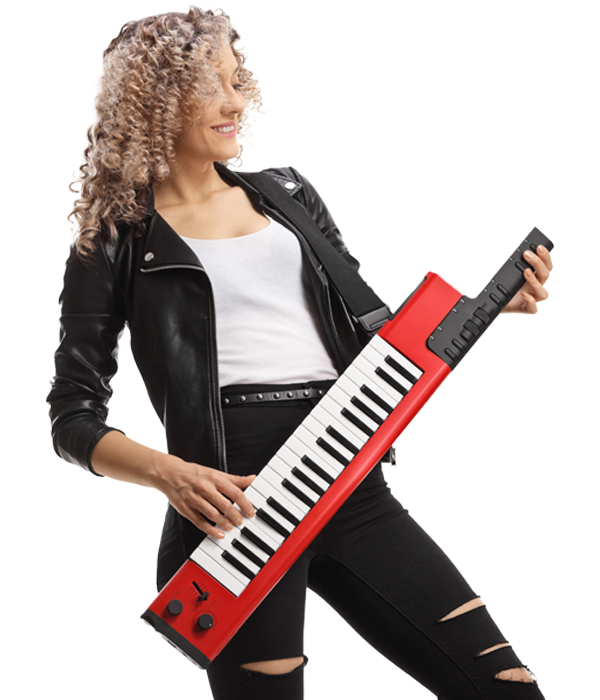 Artist playing keytar