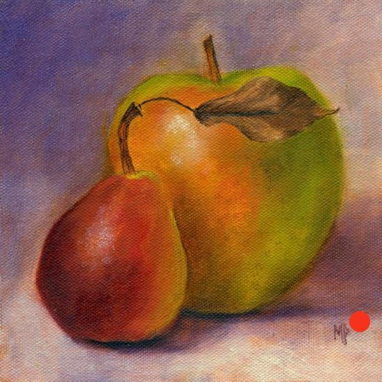 Apple & Pear
6x6 inches
Oil on canvas panel