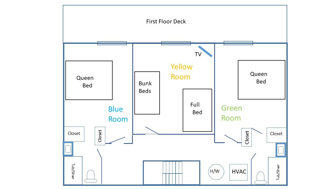 First Floor plan showing 3 Ocean facing bedrooms