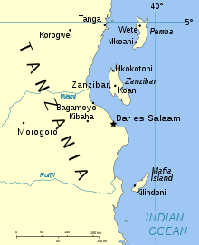 Map of Zanzibar Beach, Africa