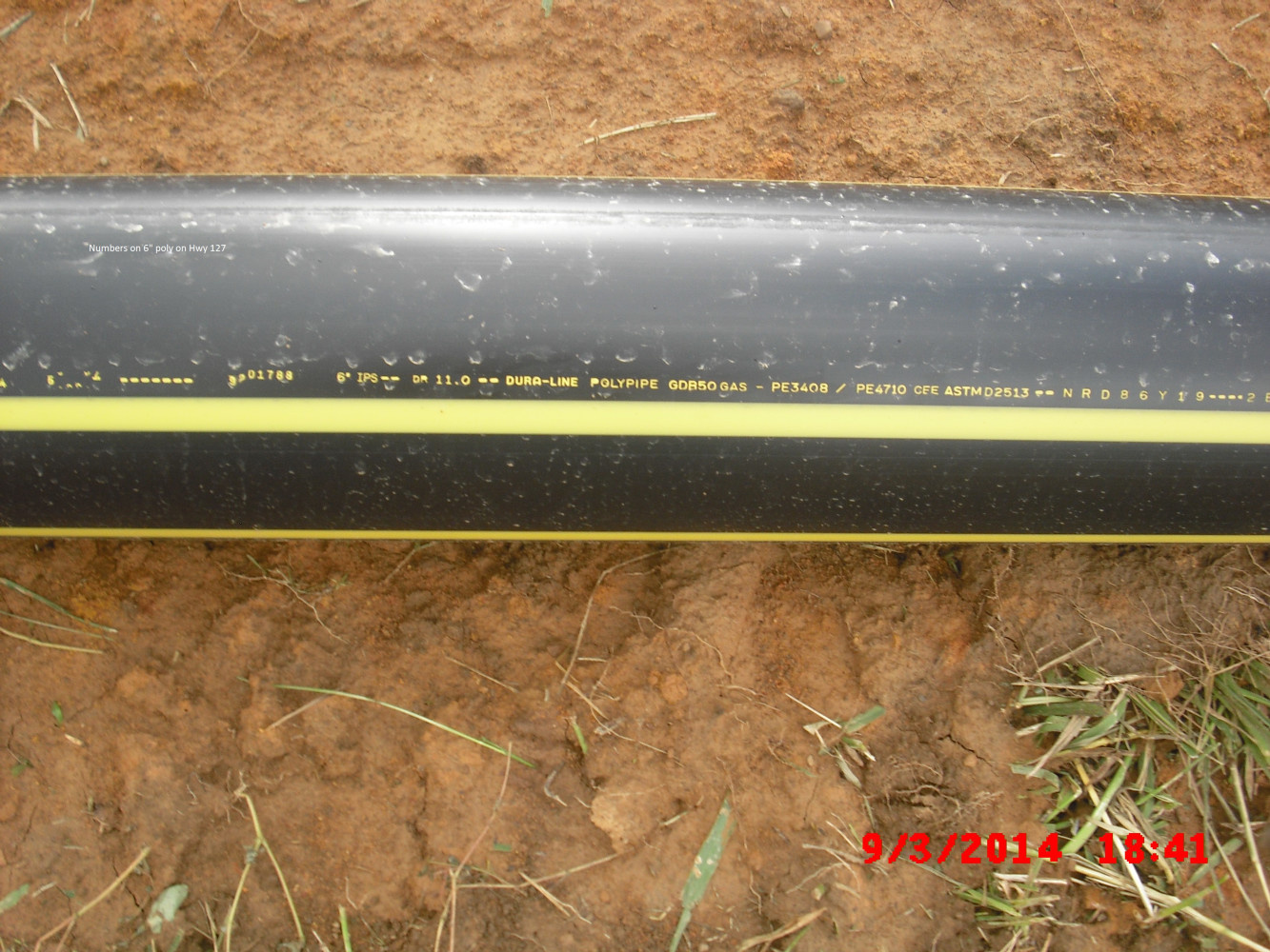 Numbers Displayed On Poly Pipe On Hwy 127