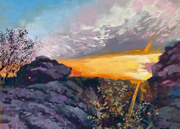 Grant, Cunrise, Chimney Rocks PA, 11x8 Gouache