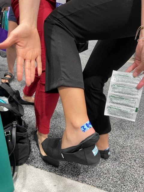 An attendee at AWHONN 2023 stops by for some blister relief.
Association of Women's Health, Obstetric and Neonatal Nurses (AWHONN) Convention in New Orleans, LA.  June 2023.