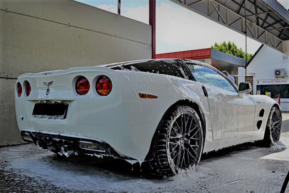 Side view of a white sports car