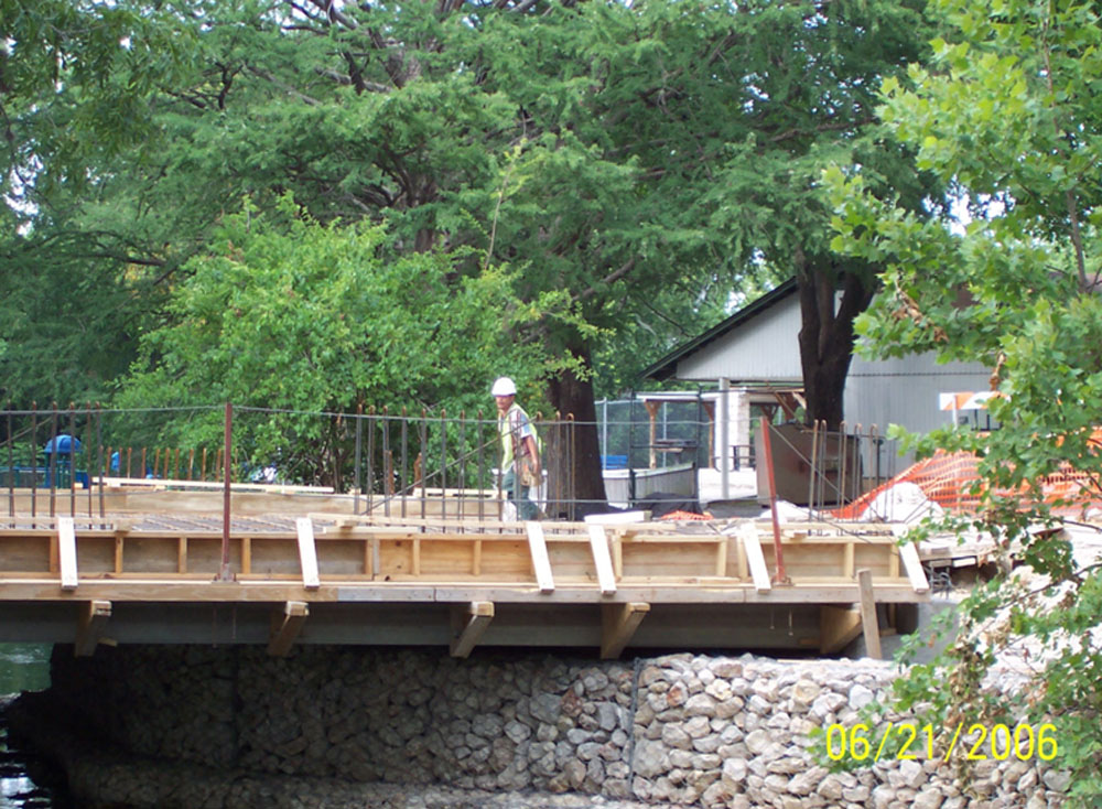 Close up of working on the Landa Park Bridge.