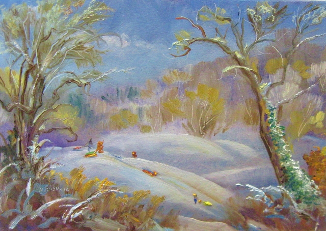 Kushnir, Winter at Battery Kemble, 6" x 9" Oil