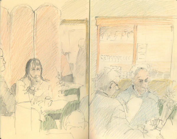 Tea at Biddulph Grange (pencil/coloured pencil)