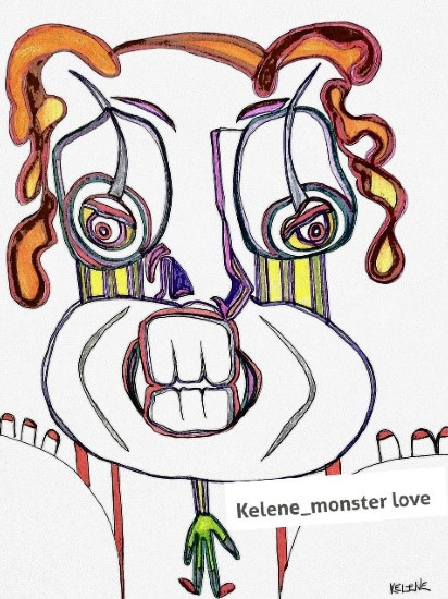 Title: Oh yeah, totally. 11 x 14 pen and pencil on paper. Framed. Artwork by Kelene_monster love.