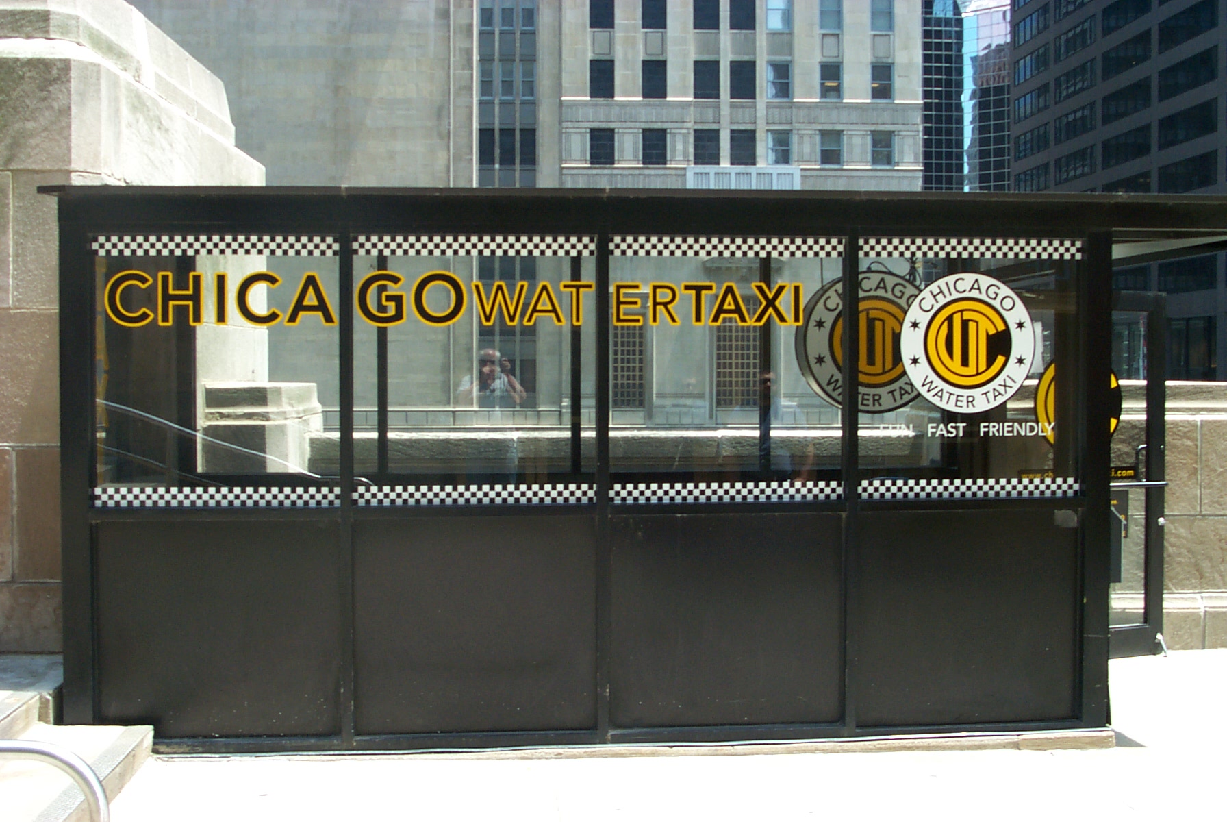 Chicago Water Taxi window lettering