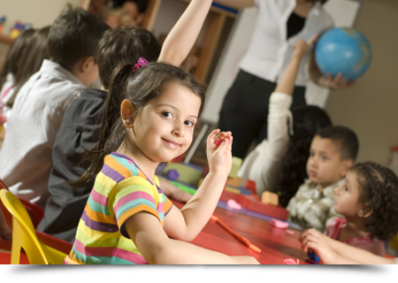 Girl playing in the classroom||||