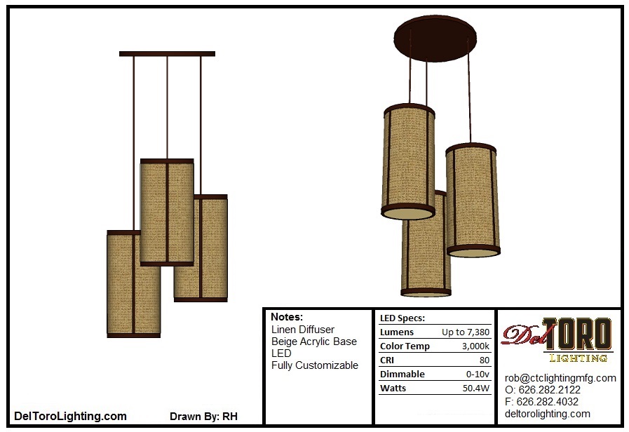 503P-Linen Trio Pendant
