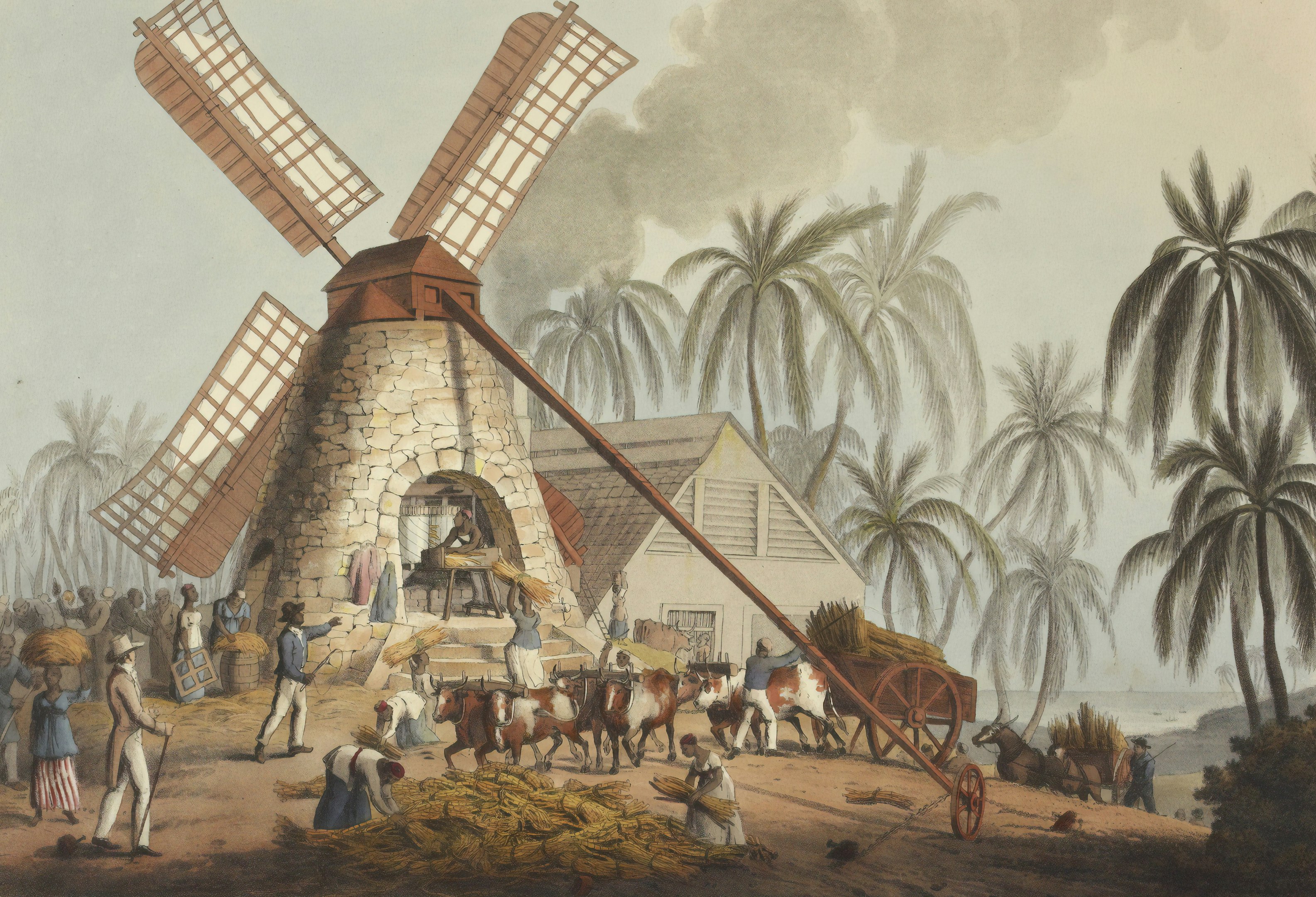 people working on windmill painting