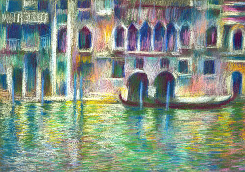 Palazzo Mula - after Monet (Coloured Pencil on Colourfix 8.25" x 11.75")