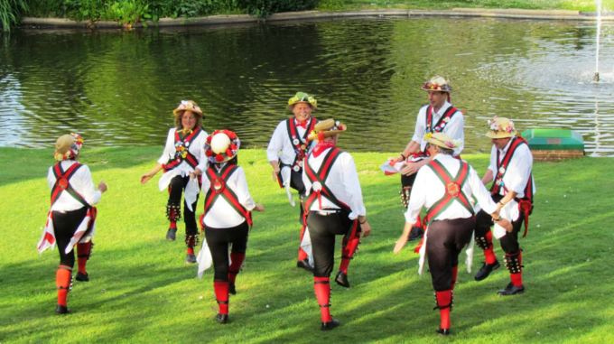 Merrydowners dancing outside West House Pinner
