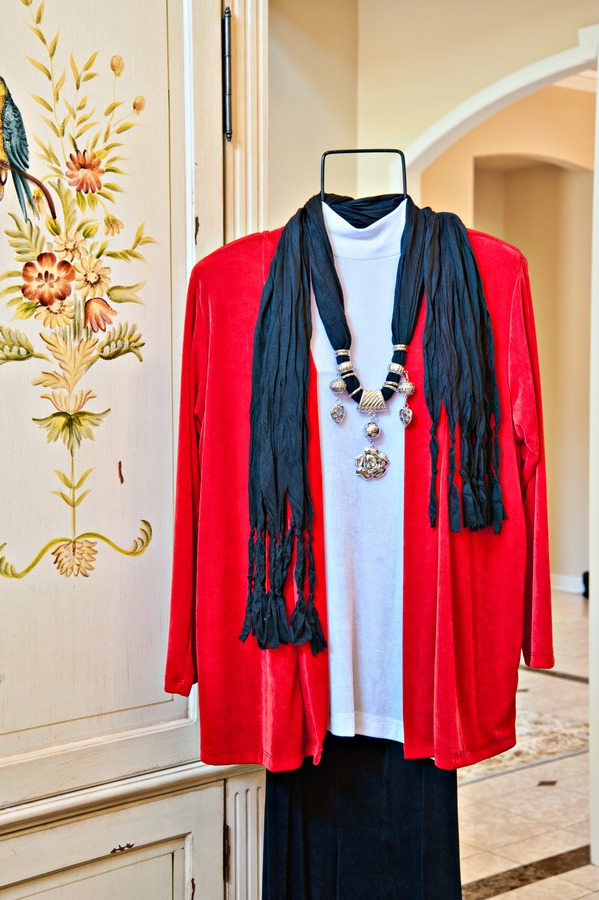 Red Jacket with Charm Scarf||||