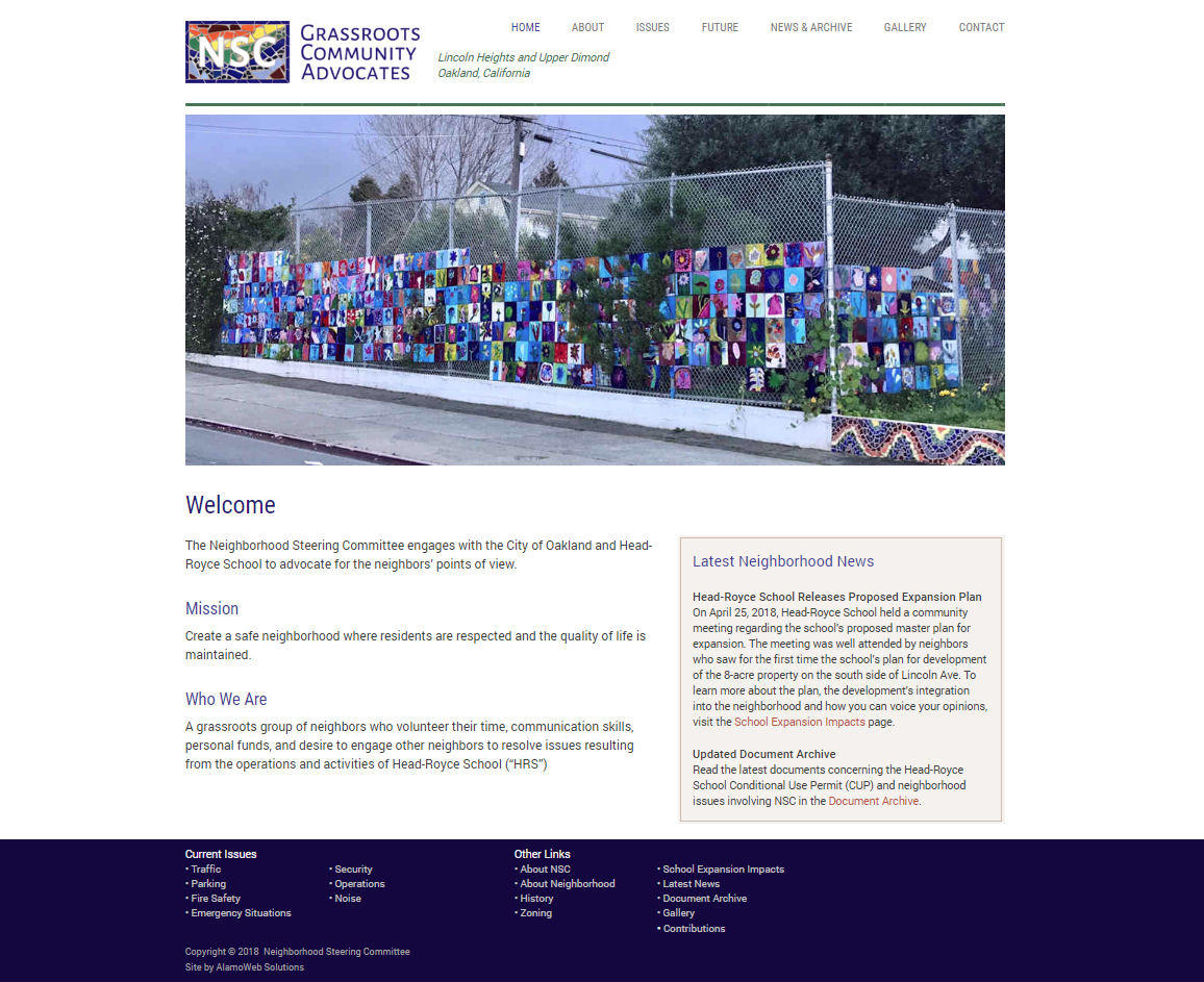 Head-Royce Neighborhood Steering Committee Website