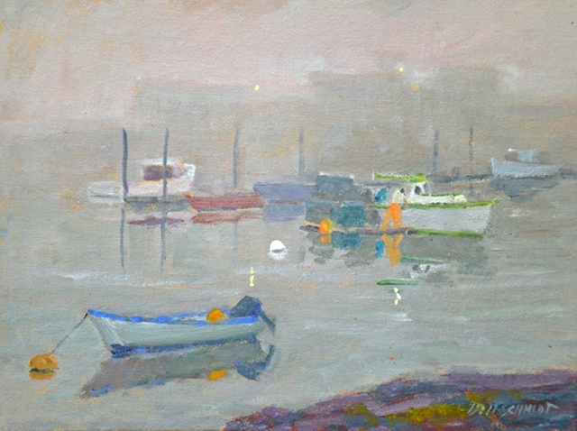 Schmidt, Morning Fog on Bailey's Island, 9" x 12" Oil