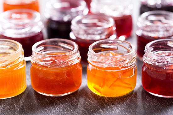 Various Jars Of Fruit Jam