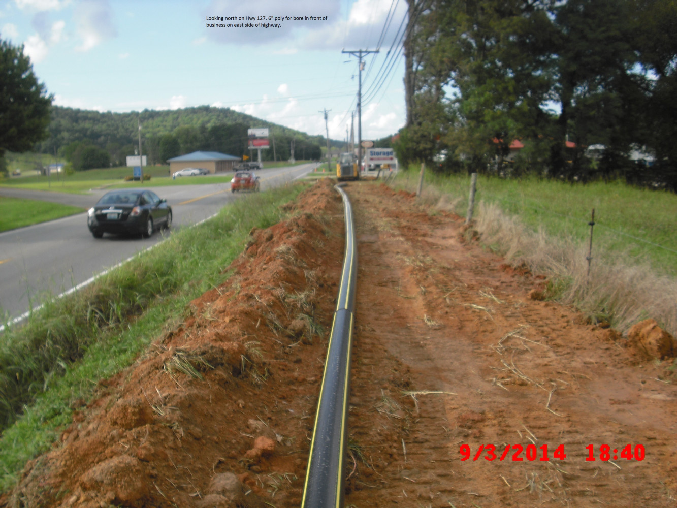 Looking North On Hwy 127 - Poly For Bore On East Side Of Hwy