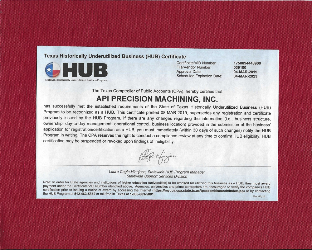 HUB certification
