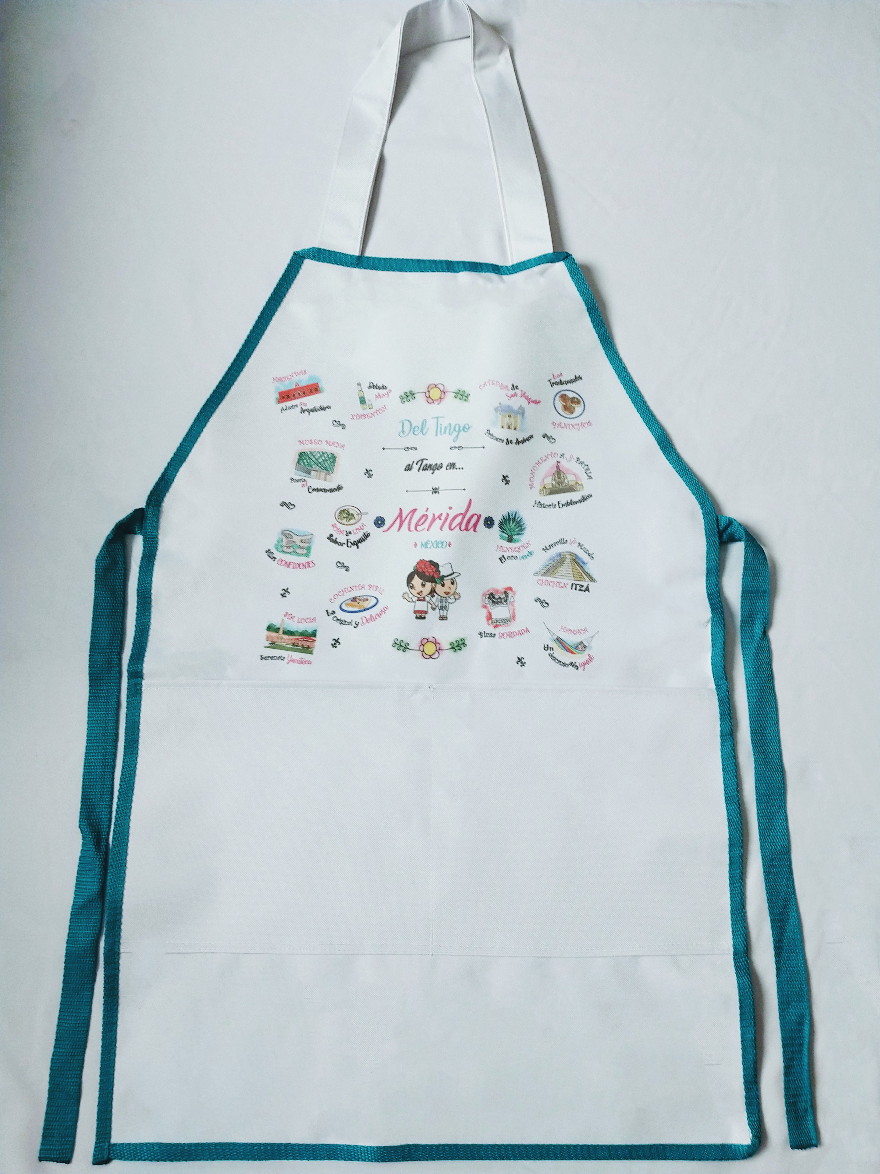 MANDIL  DE TELA PLASTIFICADA CON BOLSAS
50cm Ancho
75cm Alto de Pechera