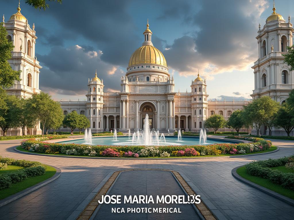 Majestuosa catedral de estilo clásico con cúpula dorada, rodeada de jardines y fuentes, bajo un cielo parcialmente nublado.