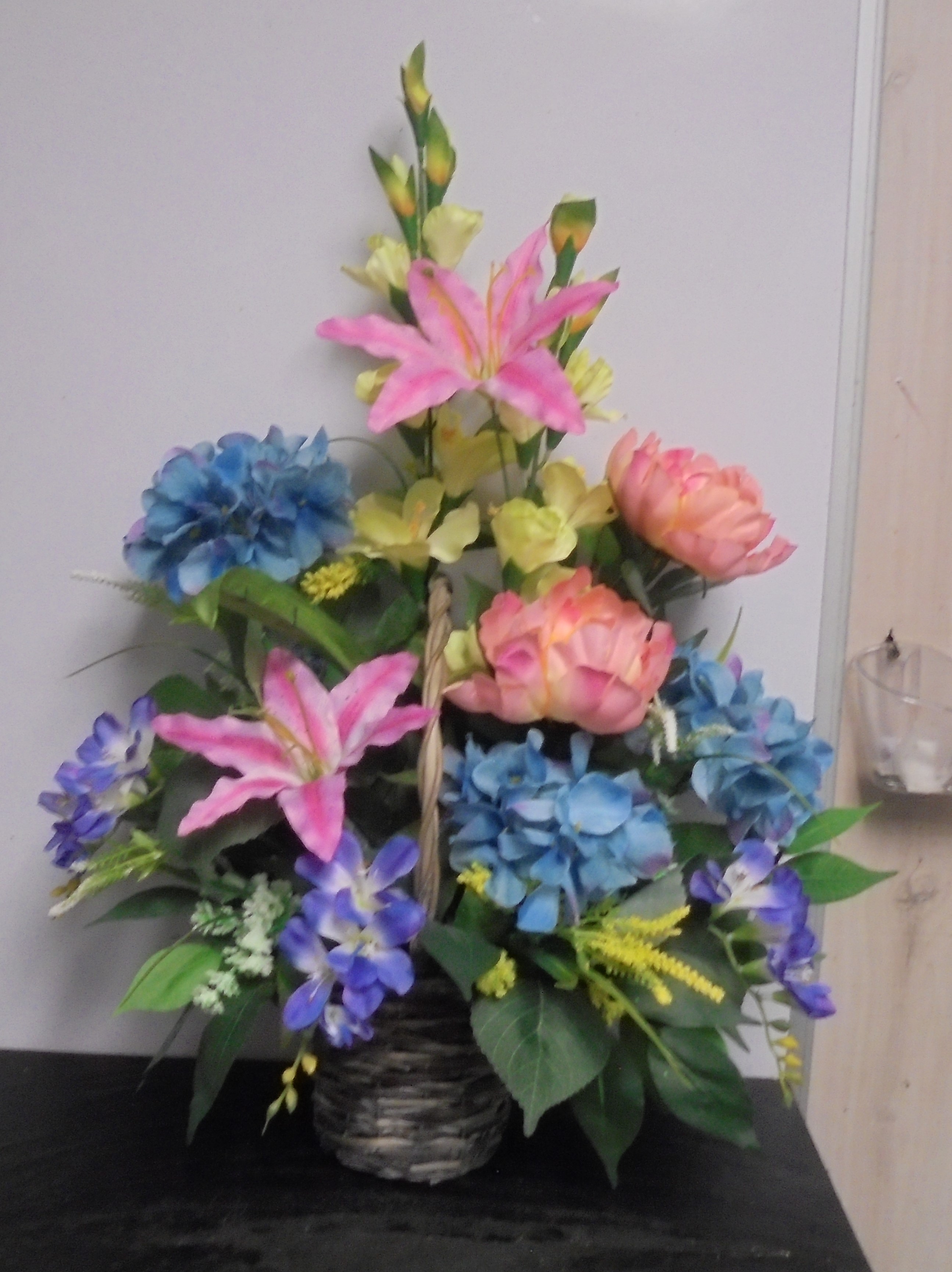 (42) "Silk" Basket Arrangement
(Mix Colors)
$65.00