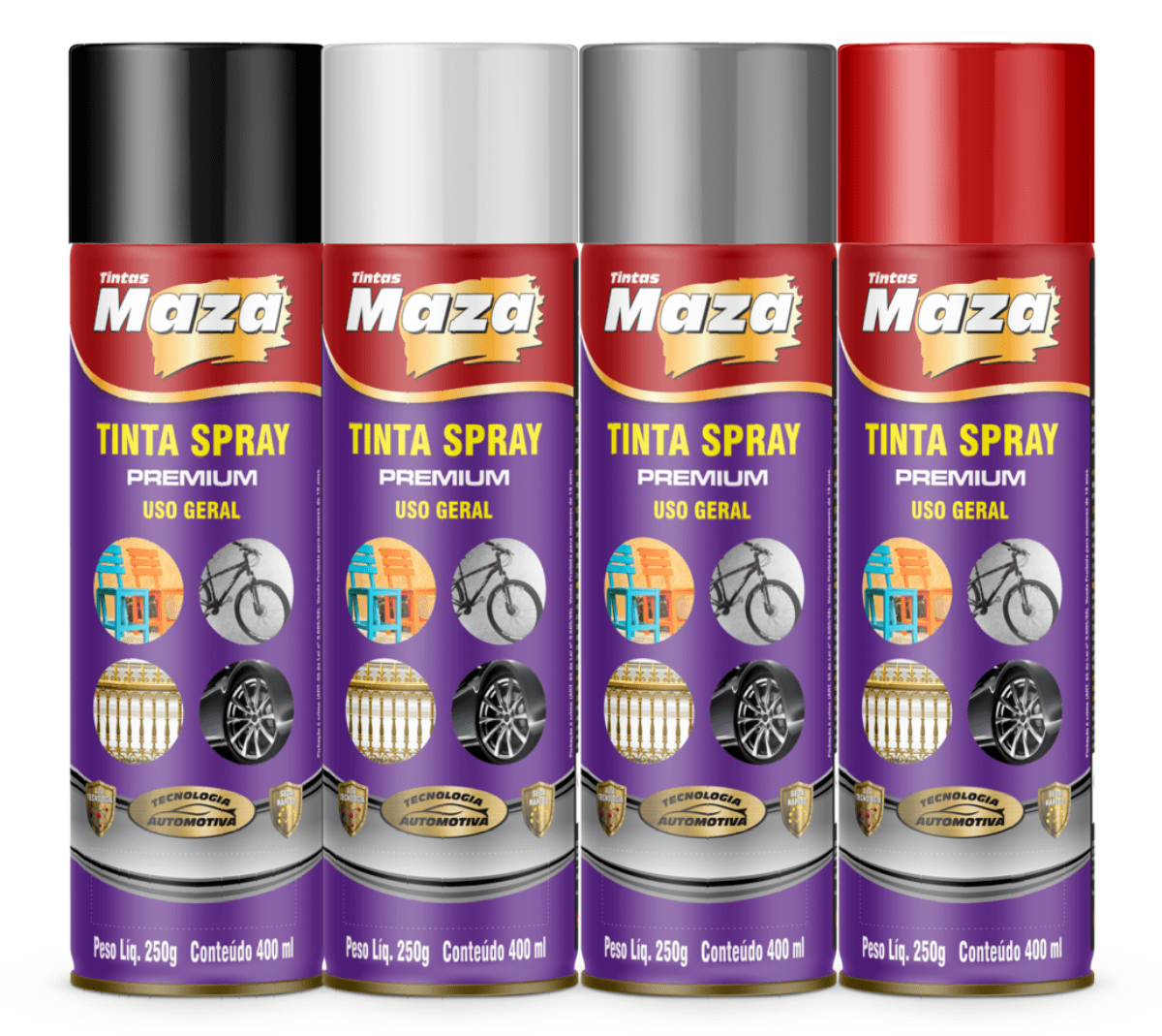 SPRAY ALTA TEMPERATURA 600º GRAUS
ALUMINIO BRANCO E PRETO FOSCO
VERMELHO 350º GRAUS