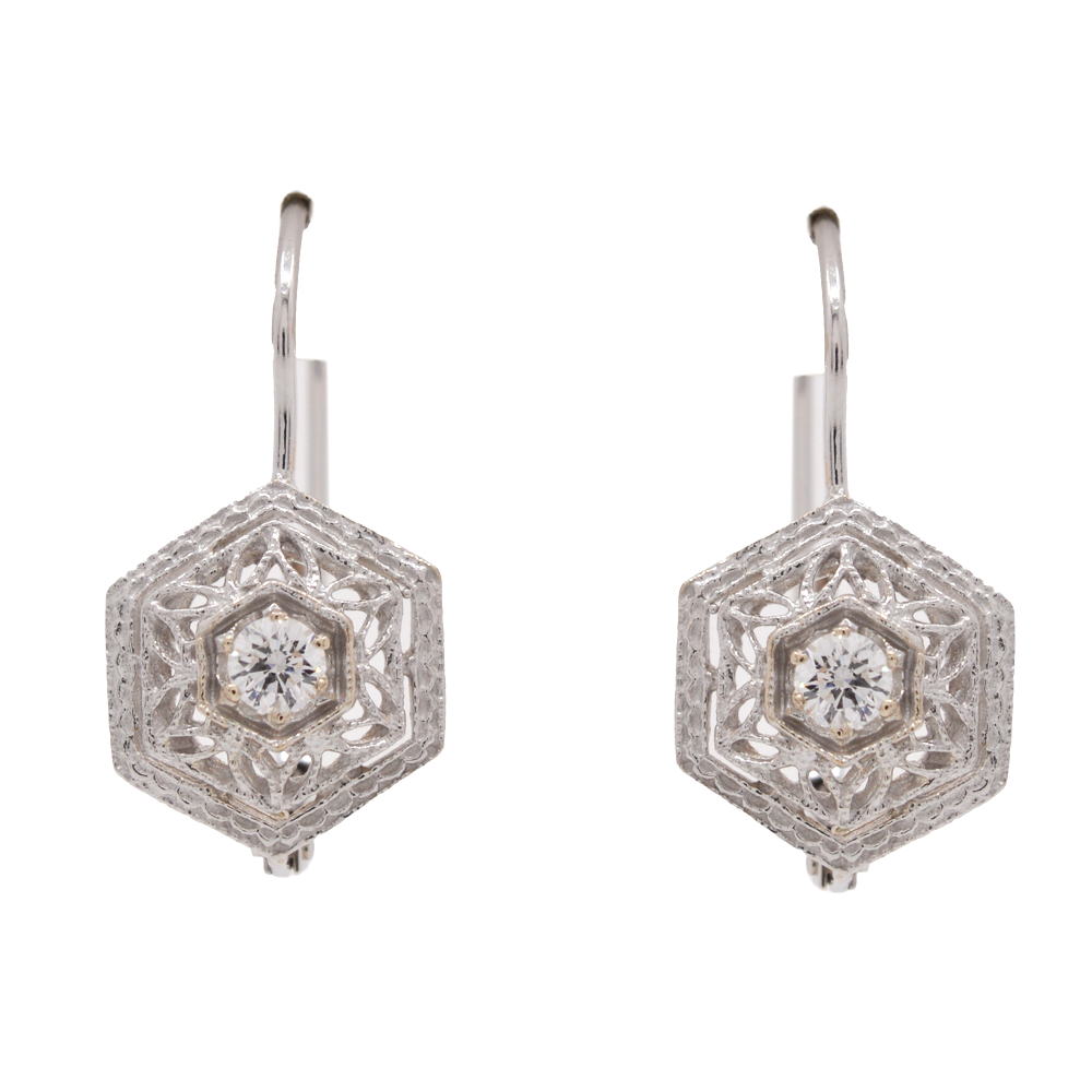 14K WHTIE GOLD 0.20CTW LEVER BACK EARRINGS $600