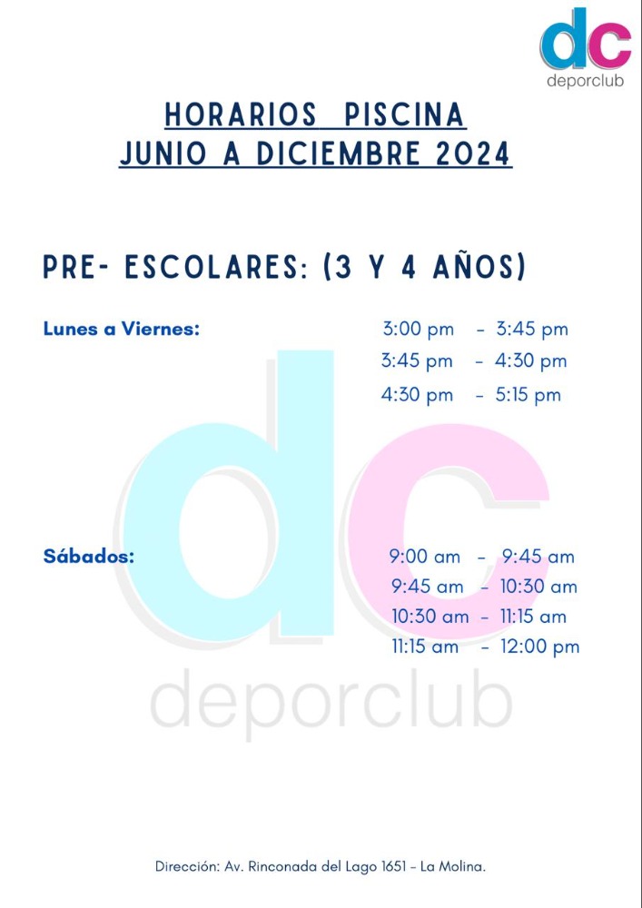 Horario Natación Libre