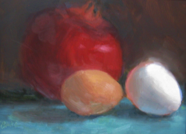 Blake, Pomegranate and Eggs 6x8 Oil