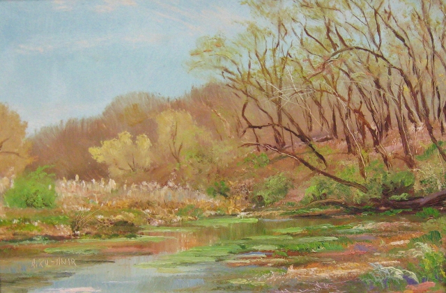 Kushnir, Springtime, Red Bud Creek, 6x9 Oil