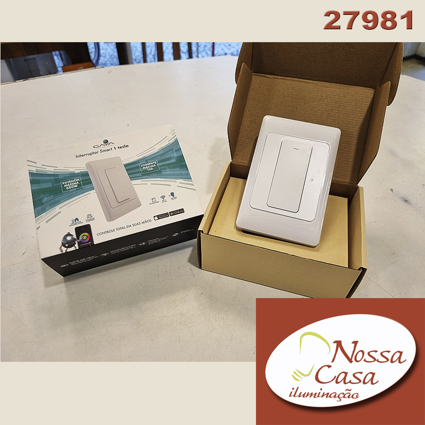 Interuptor 4x2 Smart para 1 seção. Controle por app via wi-fi