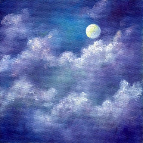 Moon & Clouds ~ 6"x6" oil on canvas panel    SOLD