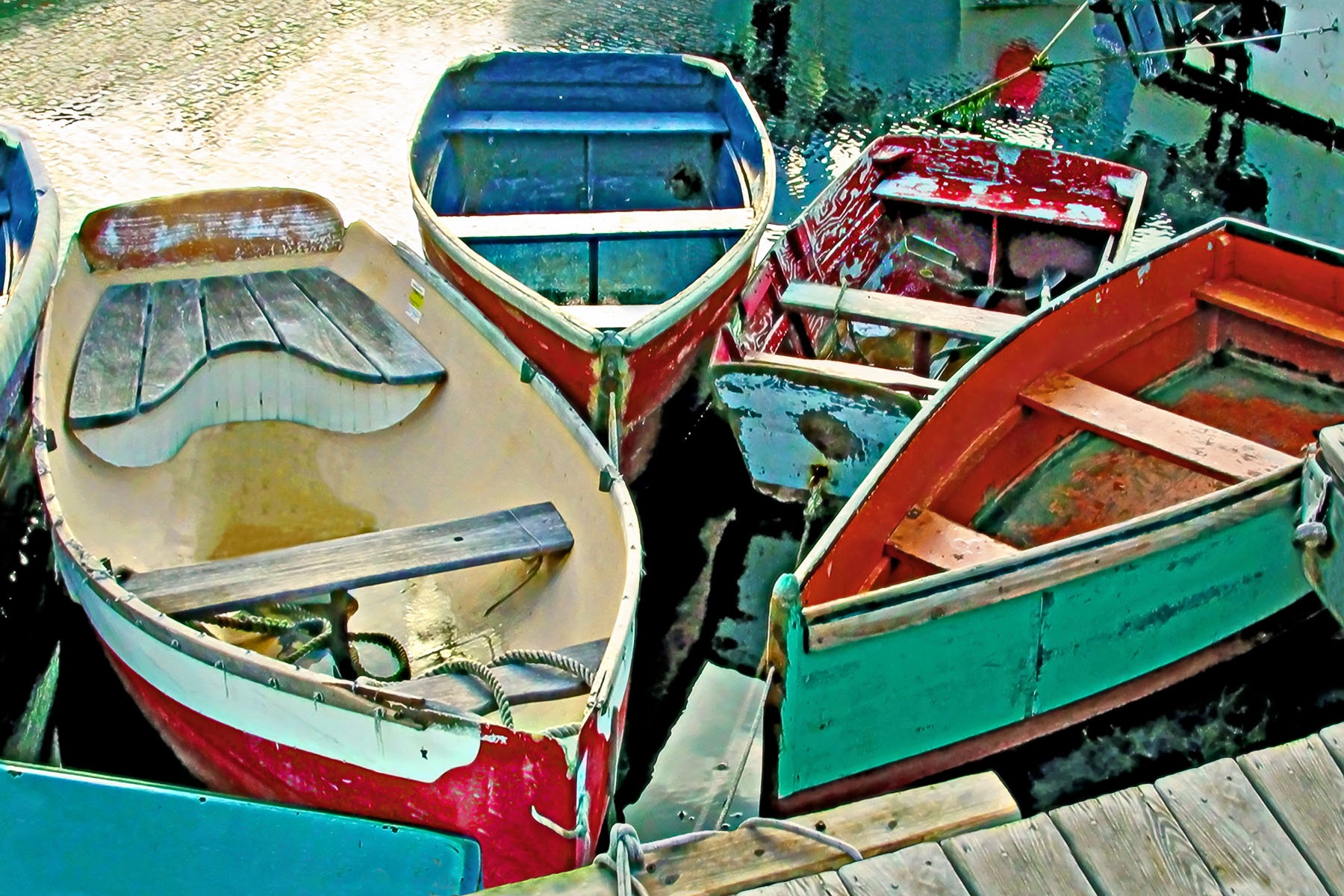 BOATS - Taken in a small harbor town in Massachusetts. I suppose the correct term could be "dinghys", but I call 'em "BOATS".