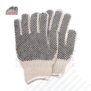 TEJIDO DE ALGODÓN CON PUNTOS DE PVC NEGROS
Categoría: Maniobras ligeras y antiderrapante
Fabricados con: Algodón y PVC
Descripción: Tamaño estándar. Guantes tejidos de algodón con puntos de PVC en la palma y dorso en color negro, se ajusta a la mano para maniobras ligeras, antiderrapante, ambidiestro, permite un ahorro, ya que al desgastarse una palma puede utilizarse el recubrimiento de la otra.