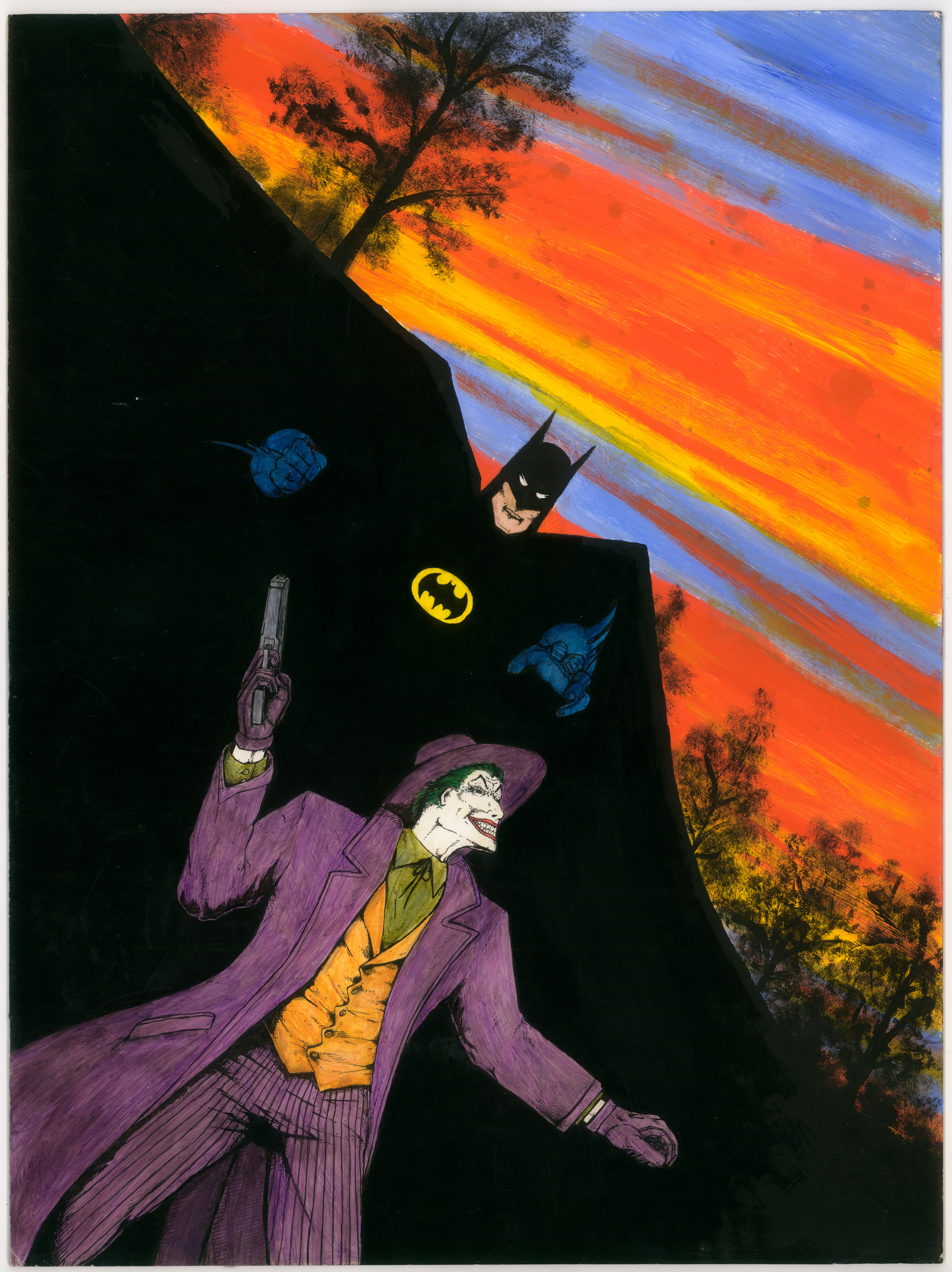 Batman and the Joker
$2000
20" x 15"
Ink and acrylic on Illustration board
1986