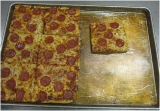Sliced large pizza||||