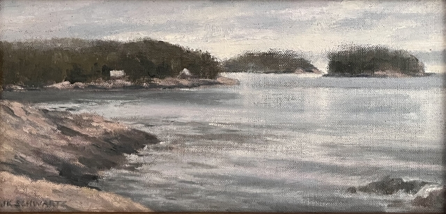 Schwartz, Silvery Day, Casco Bay, 6" x 12" Oil