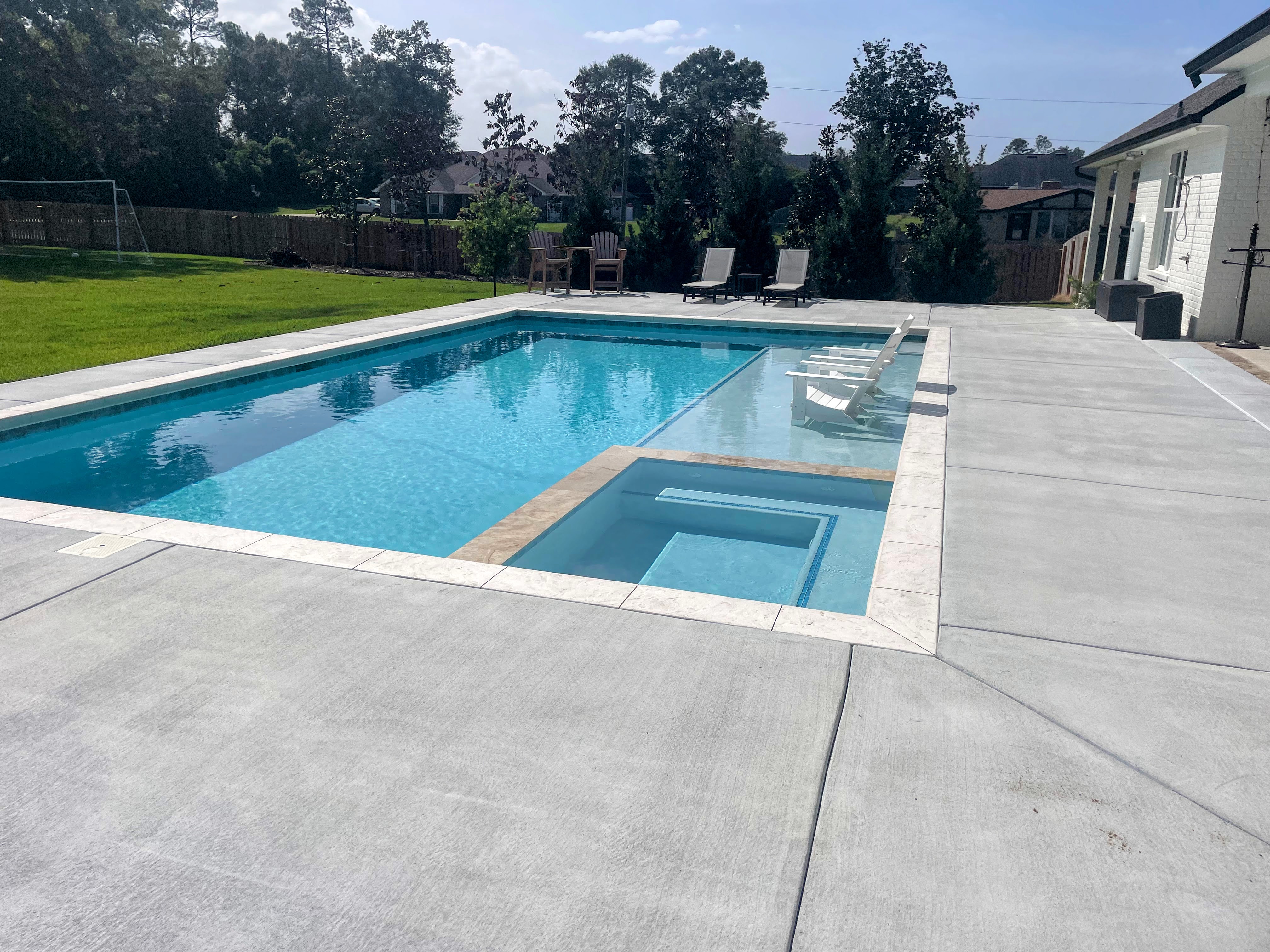 stamped coping with champagne spa
