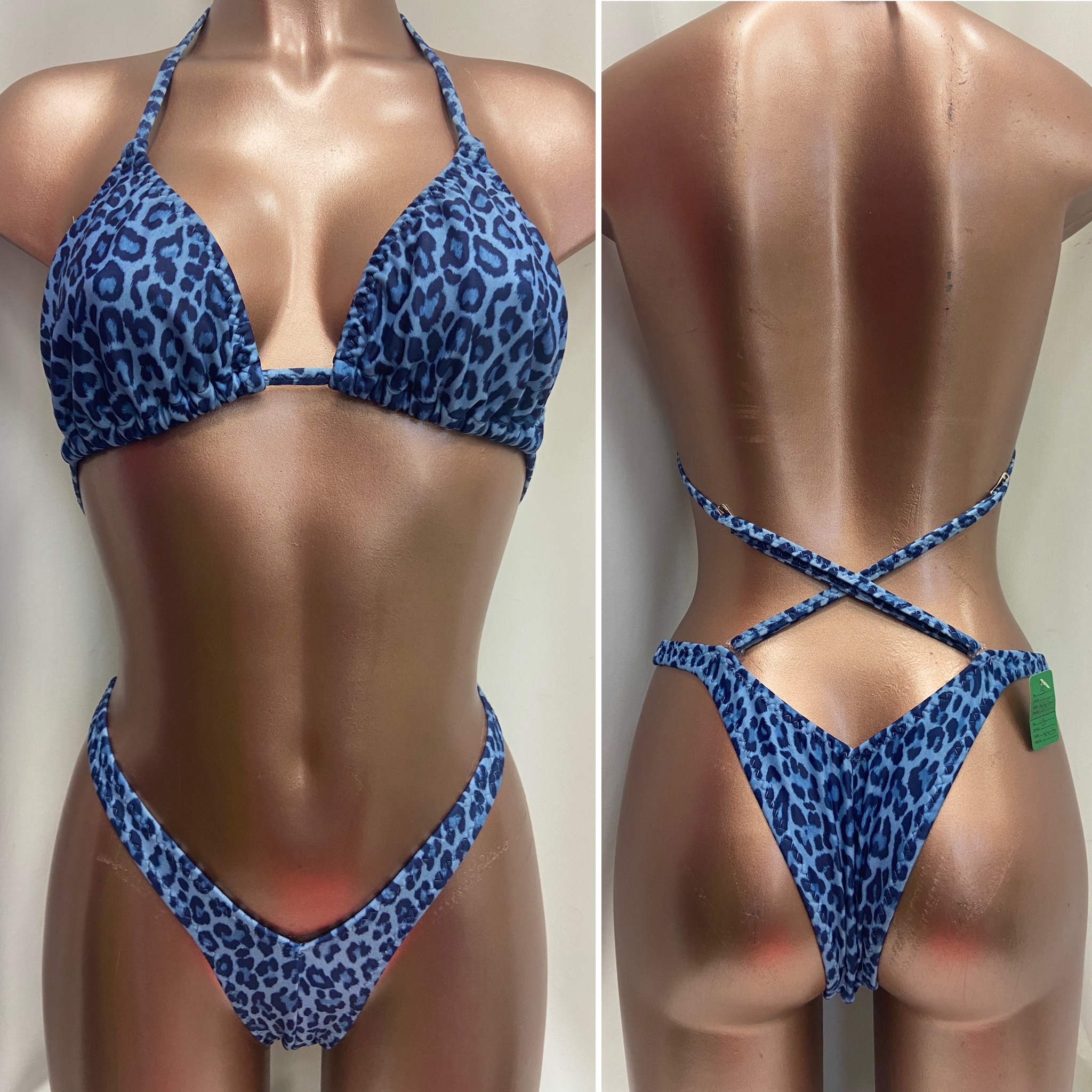R7022 $35
C sliding top 
small front , xxsmall back
blue leopard lycra
