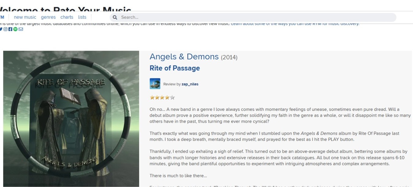 Rate Your Music review