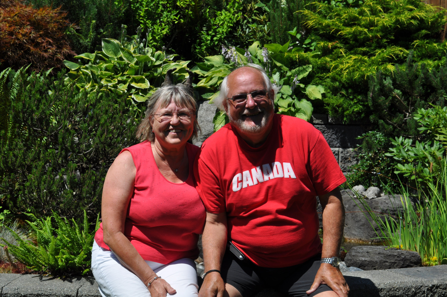 Karin and Karl atop their hillside garden in Port Coquitlam.