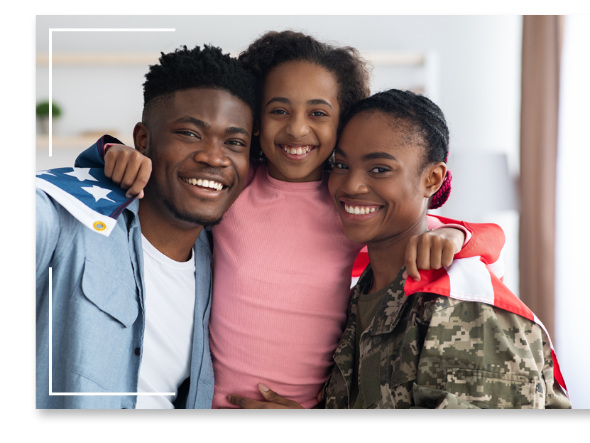 Military woman with husband and daughter. Military woman with husband and daughter.